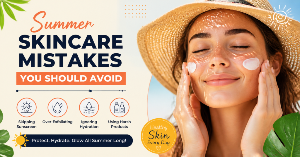 Summer skincare mistakes to avoid, woman applying sunscreen, USA summer, healthy skin tips