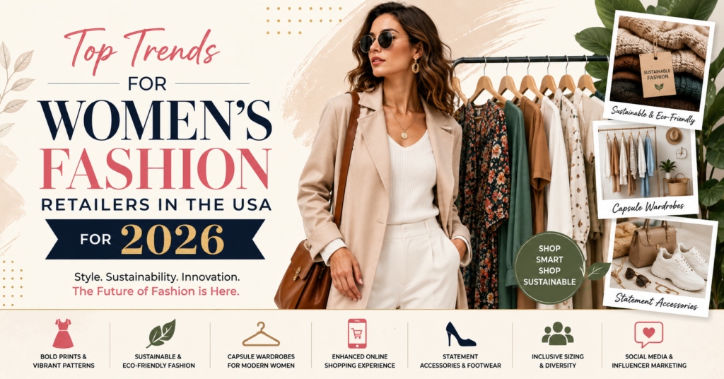 Top trends for women’s fashion retailers in the USA for 2026 with modern fashion styles
