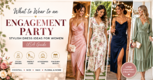 What to wear to an engagement party – stylish cocktail, midi, and maxi dresses for women in the USA